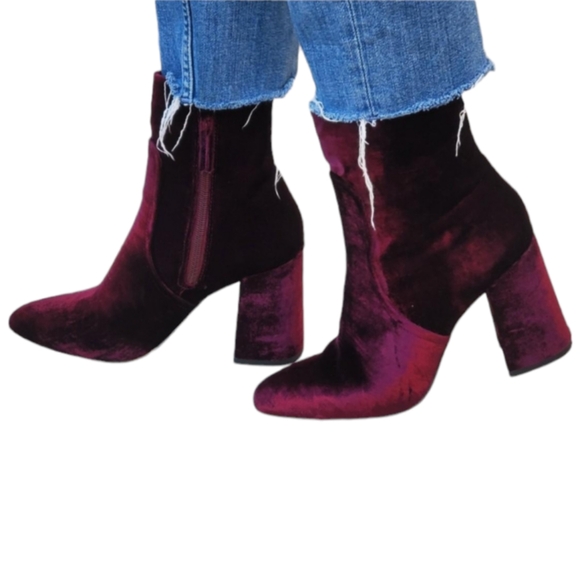 Steve Madden Shoes - Steve Madden Women's Jaque Burgundy Velvet Ankle Boots 9M